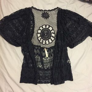 Navy blue - lace cover up!